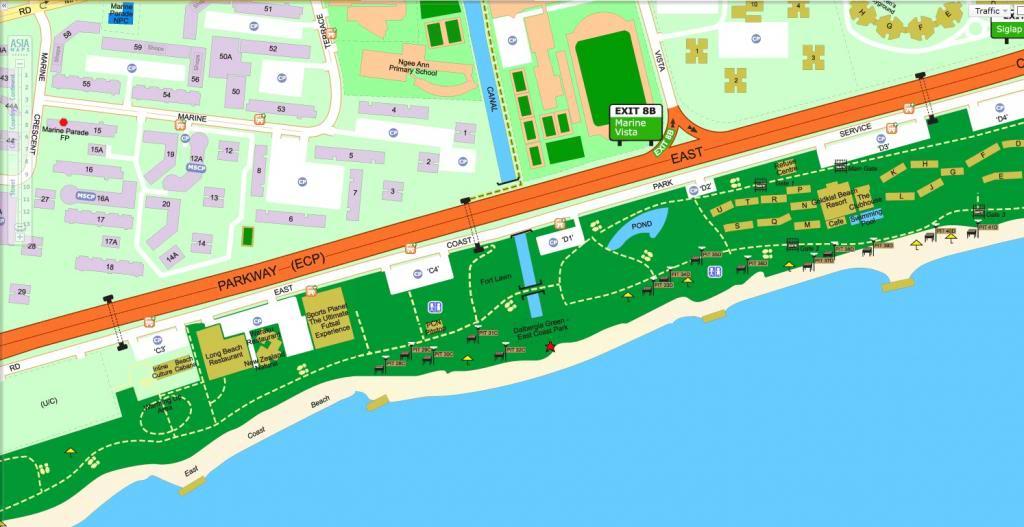 East coast park map - Map of east cost park (Republic of Singapore)